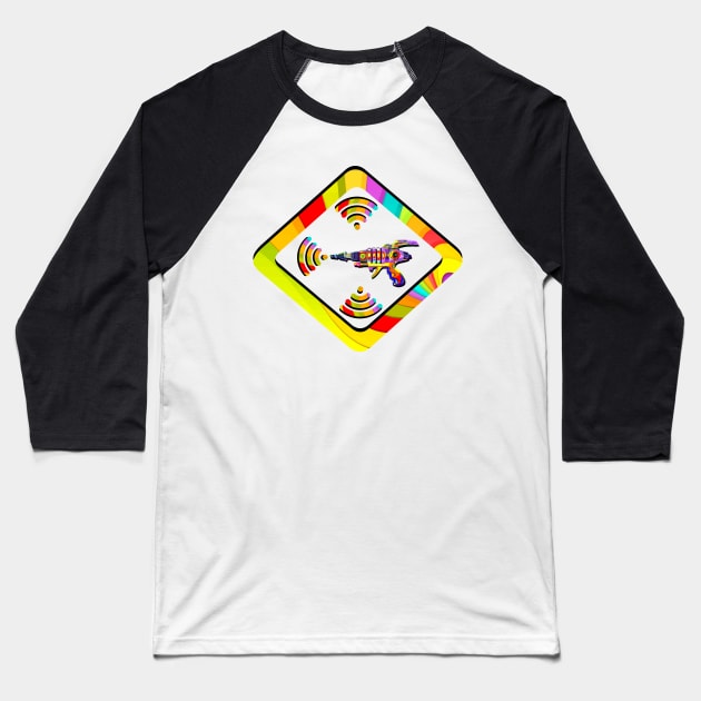 Rainbow - Raygun Triangle Baseball T-Shirt by GR8DZINE